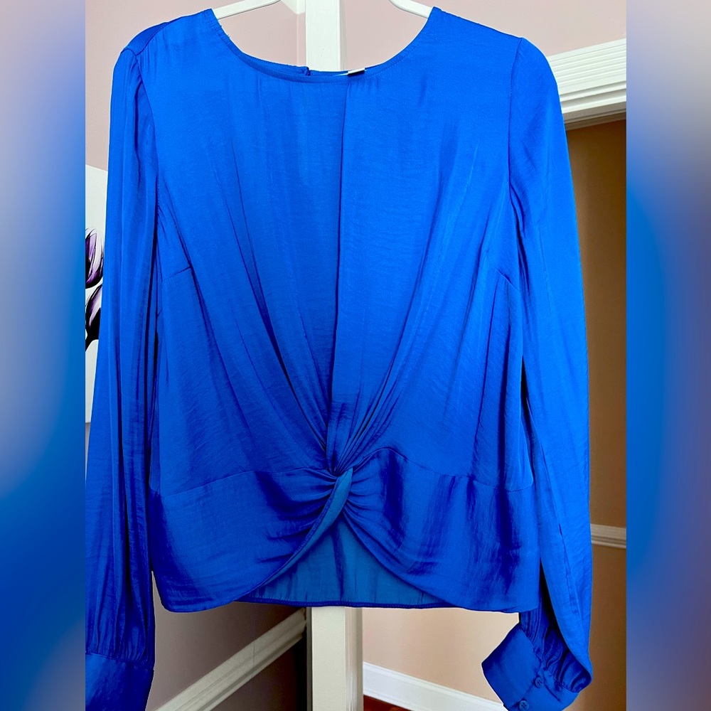 Bar III - Silky Satin Blouse - Royal Blue - Large